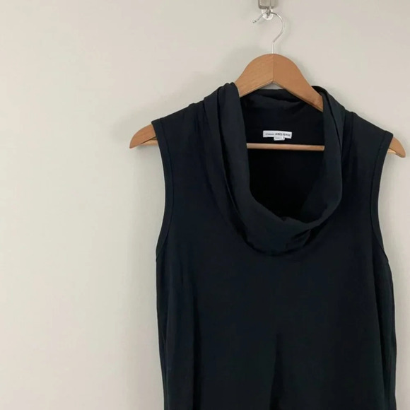 Standard James Perse Cowl Neck Ruched Side Midi Dress in Black Size 4 (XL) - Picture 5 of 5